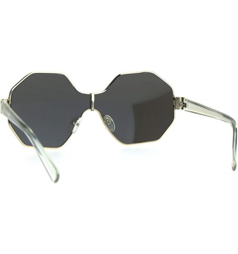 Shield Funky Octagonal Shield Retro Oversize Womens Fashion Sunglasses - Silver Mirror - CA184EURNMY $9.80