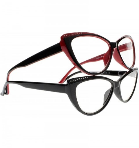 Cat Eye Women Rhinestone Cat Eye Sexy Vintage Style Clear Lens Reading Glasses Red Black - Black & Red - CD1868TOCHQ $10.74