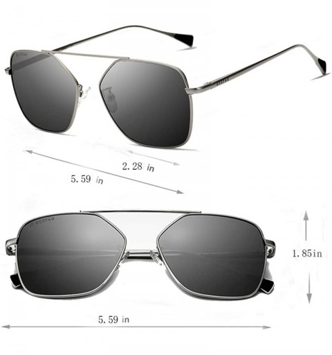 Aviator Classic Polarized Stainless Steel Square Sunglasses Aviator Mirror Lens Sun Glasses For Men/Women Driving - CD18TM6DR...