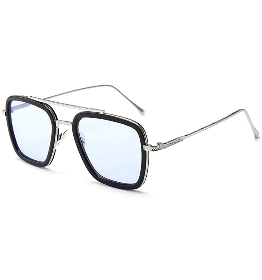 Square Sunglasses sunglasses Europe and the United States square men's flat mirror sunglasses sunglasses - C518WWKMGNO $30.13