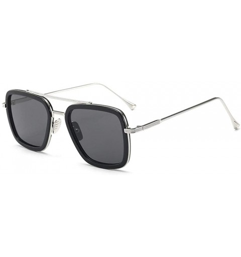 Square Sunglasses sunglasses Europe and the United States square men's flat mirror sunglasses sunglasses - C518WWKMGNO $30.13