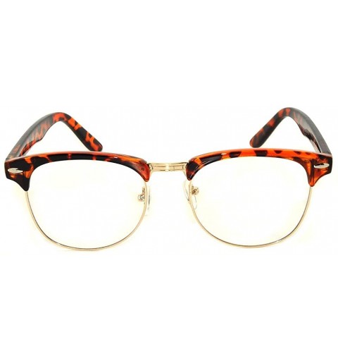 Rimless Classic Half Frame Horned Rim Sunglasses Colorful Lens Retro Stylish - Clear Lens Leopard-gold - CH11QDTDBYV $9.06