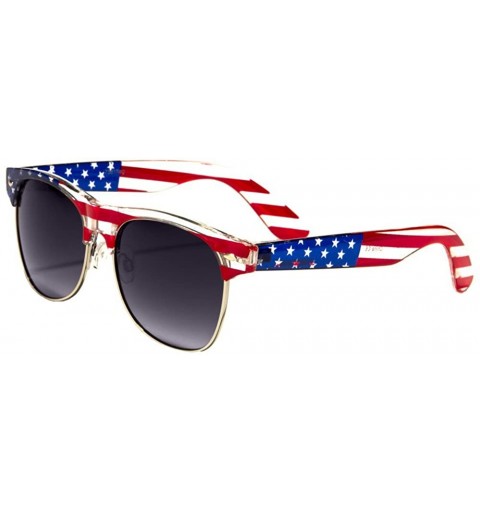 Wayfarer Classic American Patriot Flag Sunglasses USA Half Rim Round - Gray Lens - CK11AFNF7KB $11.96