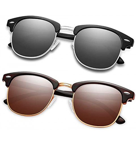 Rectangular Polarized Sunglasses Advanced Composite Protection - 2-brown+silver Grey - CJ197T4W383 $30.47