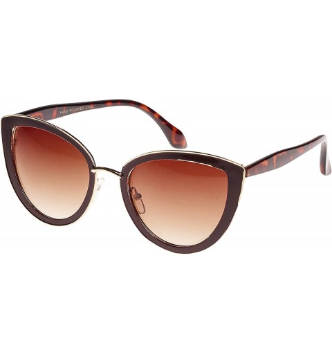 Oversized Vintage Parisian Cat Eye Style Sunglasses - Brown - C512JSJSIOZ $20.57