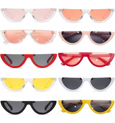 Cat Eye Cat's Eye Sunglasses Triangle Half Frame - Retro Sunglasses for Women Vintage Super Cool Sunglasses - Red + Red - C01...