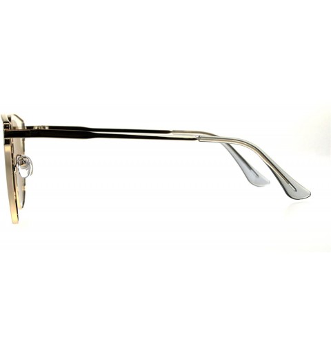 Cat Eye Womens Clear Edge Color Mirror Wire Rim Horned Cat Eye Sunglasses - Teal - CB18CUQURYU $11.75