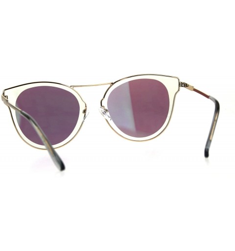 Cat Eye Womens Clear Edge Color Mirror Wire Rim Horned Cat Eye Sunglasses - Teal - CB18CUQURYU $11.75