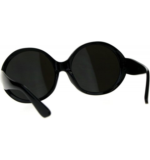 Round Womens Mod Round Plastic Circle Lens Retro Sunglasses - Black Blue Mirror - CW18DKYEHY9 $9.90