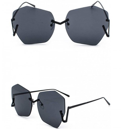 Wrap Fashion Sunglasses - Frameless Polygon Irregular Sun Glasses - D - CS18QRKMI95 $15.58