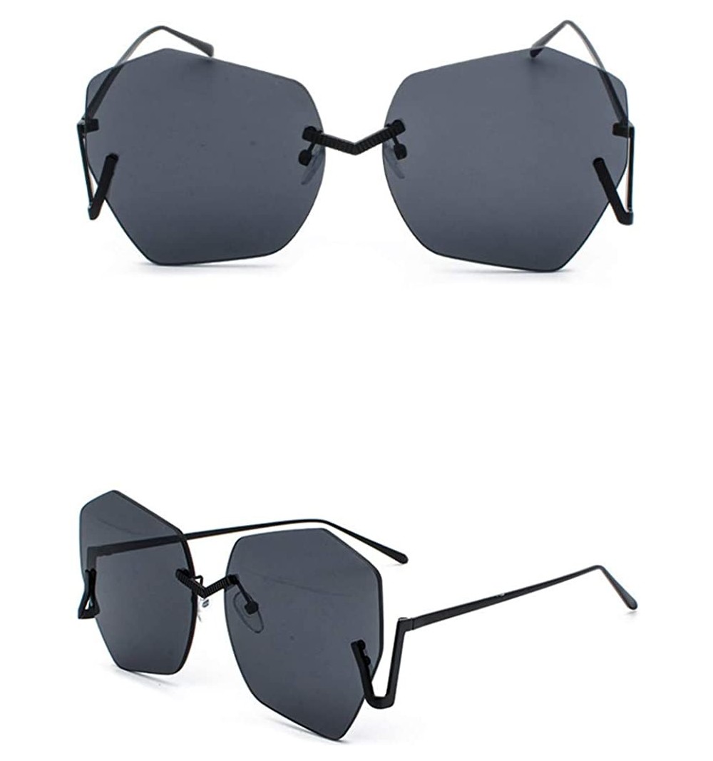 Wrap Fashion Sunglasses - Frameless Polygon Irregular Sun Glasses - D - CS18QRKMI95 $15.58