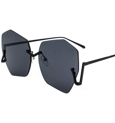 Wrap Fashion Sunglasses - Frameless Polygon Irregular Sun Glasses - D - CS18QRKMI95 $15.58