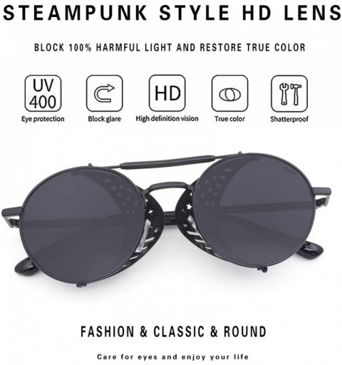 Goggle Steampunk Vintage Round Polarized Sunglasses for Men Women Lennon Style Eyewear - CD18WOE5UKW $18.65