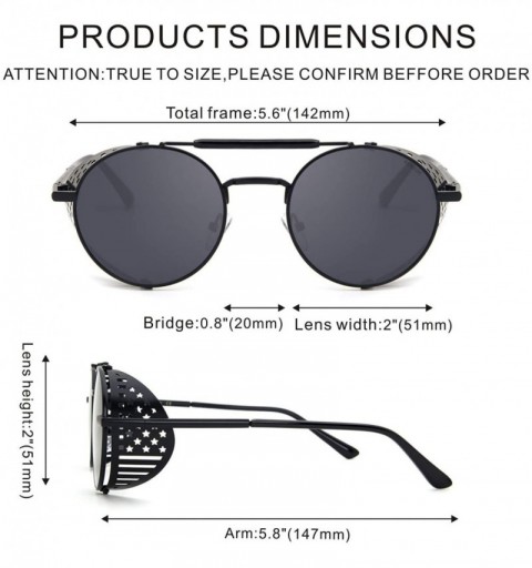 Goggle Steampunk Vintage Round Polarized Sunglasses for Men Women Lennon Style Eyewear - CD18WOE5UKW $18.65