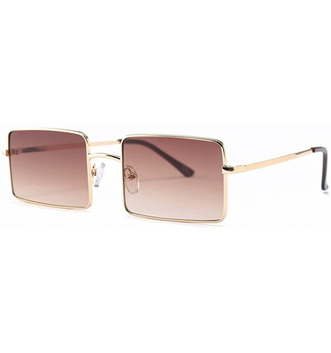 Square Rectangle Sunglasses Male Metal Frame Black Sun Glasses for Women 2018 UV400 - Brown - CC18E5GK5RL $19.84