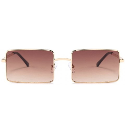 Square Rectangle Sunglasses Male Metal Frame Black Sun Glasses for Women 2018 UV400 - Brown - CC18E5GK5RL $8.09