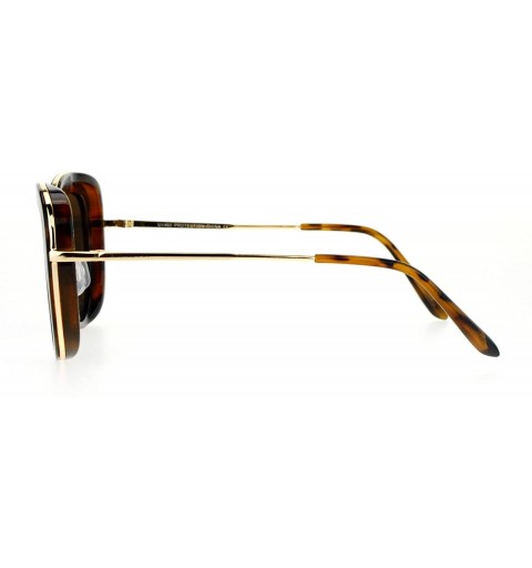 Square Vintage Retro Sunglasses Womens Dual Square Frame Mirror Lens UV400 - Tortoise (Blue Mirror) - CS1882Y95EY $10.29
