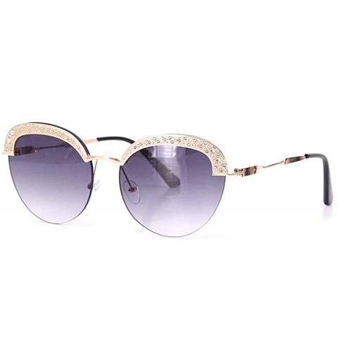 Square Sparkling Crystal Sunglasses UV Protection Rhinestone Sunglasses - Gold Frame Gray Lens - CF197W33344 $30.05