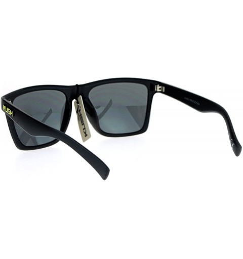 Sport Kush All Black Classic Matte Horn Rim Sport Mens Sunglasses - Yellow Logo - C712N8SJG5A $8.91