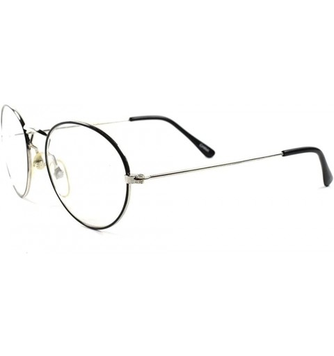 Round Fashioned Vintage Retro 60s Hippie Mens Womens Wire Frame Clear Lens Glasses - CJ1802O0QD5 $12.00