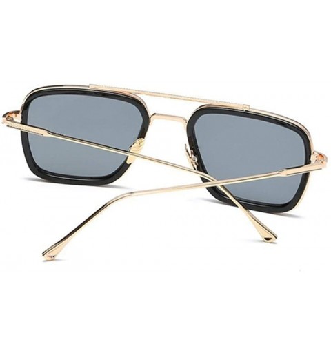 Aviator Sunglasses Men Vintage Brand Designer Coating Sun Glasses Women Gold Brown - Silver Double Blue - CH18Y4SGEQS $7.03