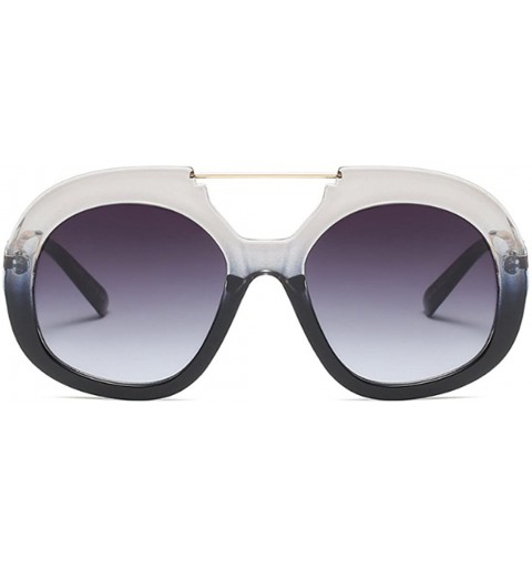 Goggle Big Round Oversized Double Bridge Sunglasses Metal Frame Retro Unisex - White Black - C718DTMHDNL $25.69