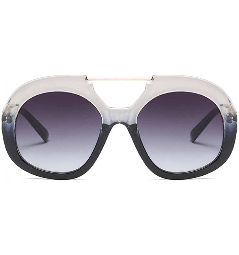 Goggle Big Round Oversized Double Bridge Sunglasses Metal Frame Retro Unisex - White Black - C718DTMHDNL $22.40