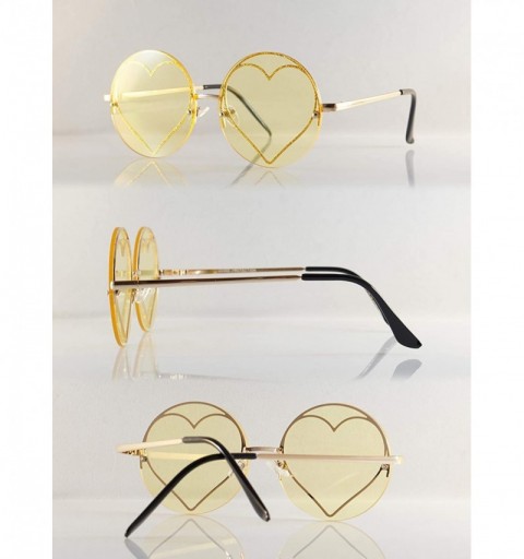 Wayfarer Women's Rimless Metal Tinted/Gradient Flat Lens Heart Sunglasses A024 - (A270) Yellow - C818RRWTTT4 $11.29