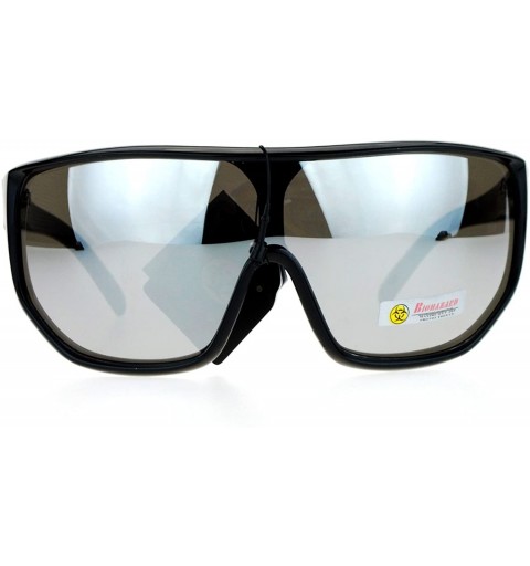 Shield Biohazard Oversize Shield Mirror Lens Mens Gangster Plastic Sunglasses - Brown Camo - CQ12HHXNNGH $11.32