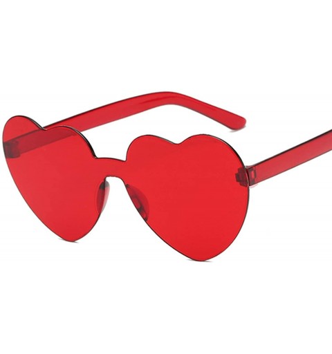 Oversized Love Heart Lens Sunglasses Women Transparent Plastic Glasses Style Sun Glasses Female - Wine Red - CS18W8G52C8 $17.99