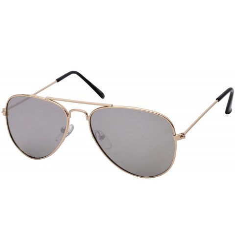 Sport Aviator Kids Sunglasses For Boys And Girls Glasses UV 400 Protection - 2 Pack Silver & Black Lens - CQ18RZ3T5W2 $19.96