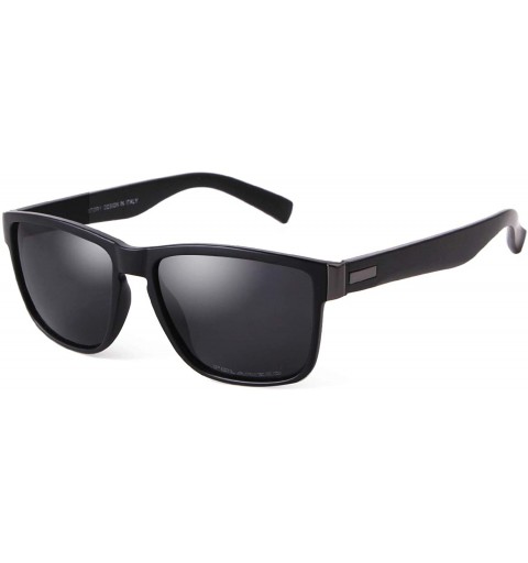 Rectangular TR90 Vintage Polarized Sunglasses for Men Square Driving Sports Sun Glasses(Black Frame/Grey Lens) - CS193IORX09 ...