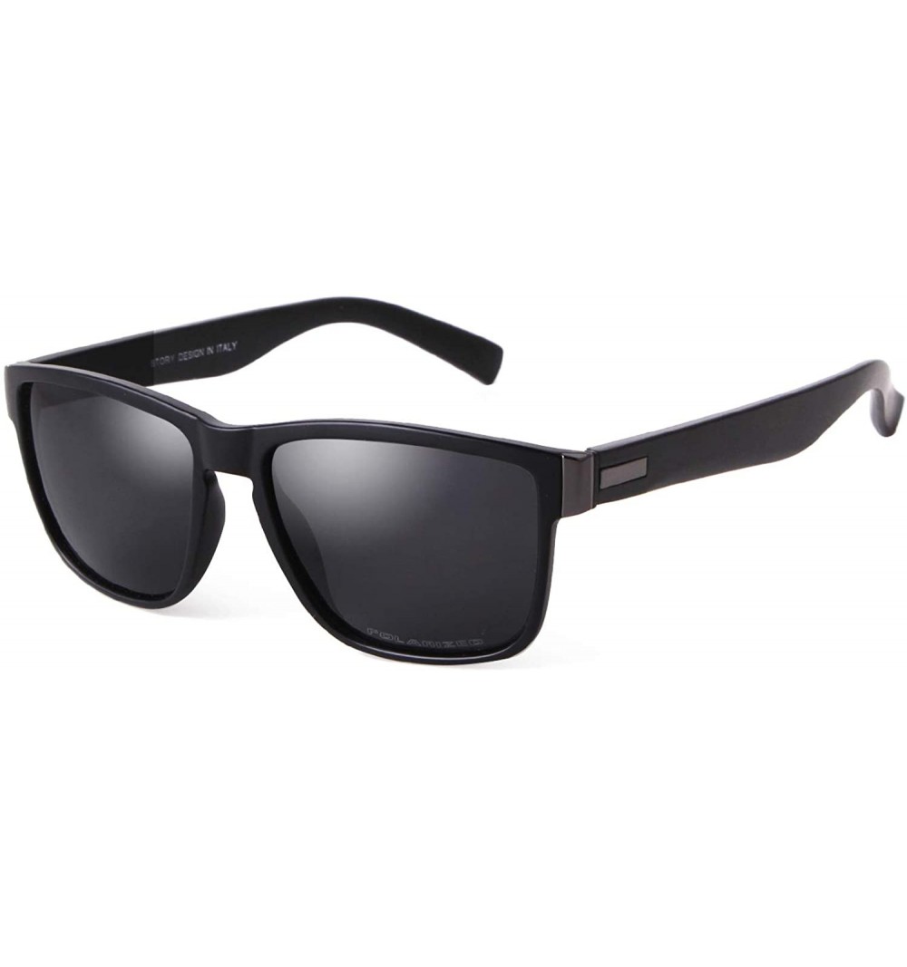 Rectangular TR90 Vintage Polarized Sunglasses for Men Square Driving Sports Sun Glasses(Black Frame/Grey Lens) - CS193IORX09 ...