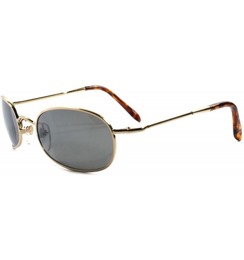 Oval Classic Vintage 80s Style Metal Rectangular Oval Sunglasses - Gold - CU18937WRGO $11.46