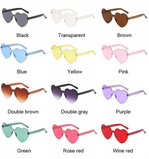 Oversized Love Heart Lens Sunglasses Women Transparent Plastic Glasses Style Sun Glasses Female - Wine Red - CS18W8G52C8 $17.99