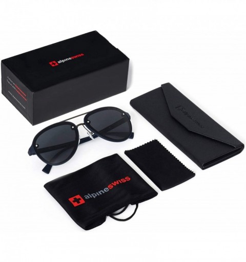 Rectangular Mens Polarized Sunglasses Lightweight 100% UV 400 Protection - Yeager Aviator Navy - C018ZCCKOQQ $19.41