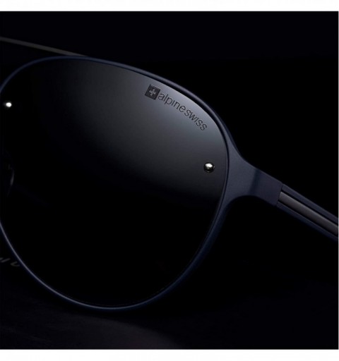 Rectangular Mens Polarized Sunglasses Lightweight 100% UV 400 Protection - Yeager Aviator Navy - C018ZCCKOQQ $19.41
