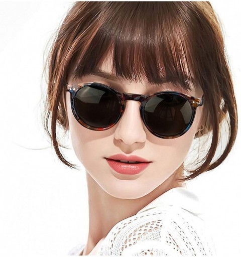 Round Retro Round Polarized Sunglasses for Women - UV400 Protection for Driving Fishing - CF18UYEEEYL $13.16