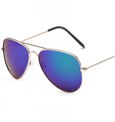 Oval Aviation Sunglasses Women Brand Designer Mirror Retro Sun Glasses Pilot Vintage Female - Gold Green - C8198A2AD2H $69.32