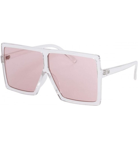 Square Large Oversized Fashion Square Flat Top Sunglasses - Exquisite Packaging - 5-shiny Crystal - CI1869C60TL $19.53