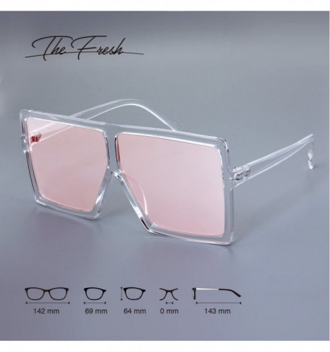 Square Large Oversized Fashion Square Flat Top Sunglasses - Exquisite Packaging - 5-shiny Crystal - CI1869C60TL $9.64