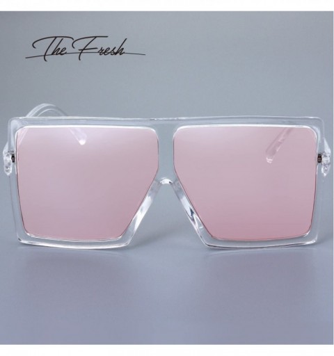 Square Large Oversized Fashion Square Flat Top Sunglasses - Exquisite Packaging - 5-shiny Crystal - CI1869C60TL $9.64