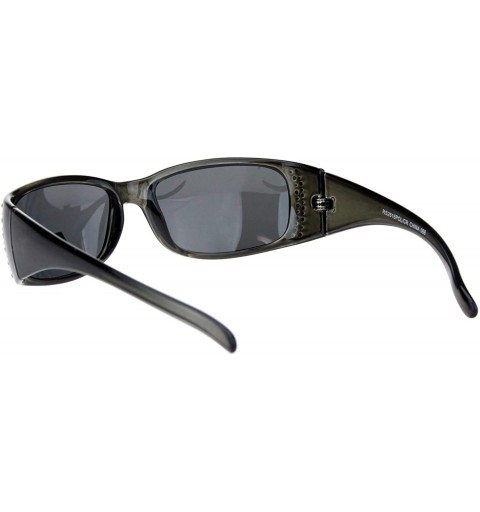 Rectangular TAC Polarized Lens Sunglasses Womens Rhinestones Wrap Rectangular UV 400 - Grey (Black) - C2196747Q89 $16.18