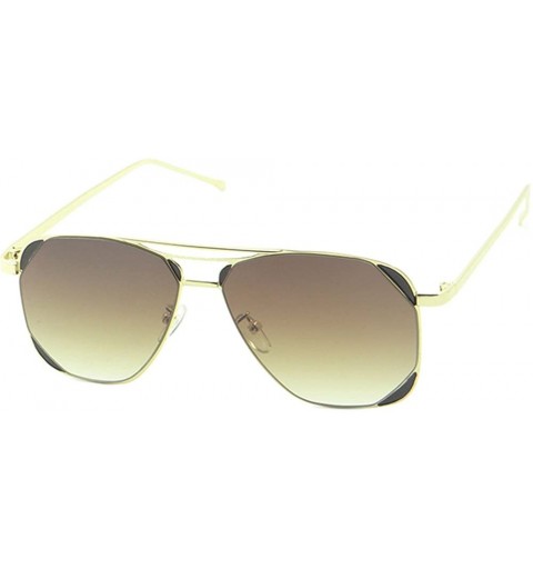 Sport Men Women Sport Aviator Sunglasses Mirror Lens Thin Metal Frame Anti Glare - Gold/Brown - CS1867MWGUD $21.36