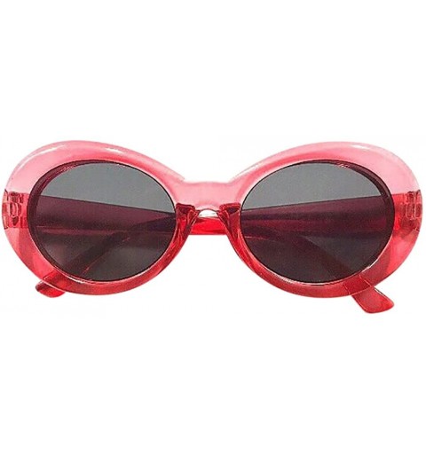 Oval Sunglasses for Men and Women Retro Vintage Clout Goggles Rapper Oval Shades Unique Hit Color Sun Glasses - D - CE199HWR8...