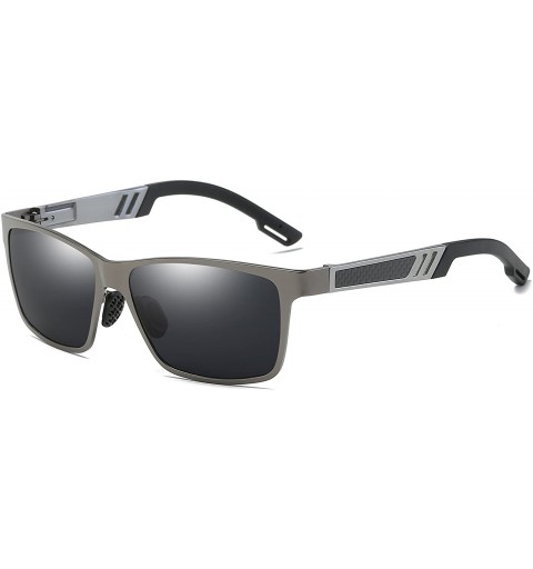 Oversized Unisex Polarized Sunglasses Square UV400 Brand Designer Sun glasses - Gray Frame/Black Lenses - CV18EGR6YRA $23.30