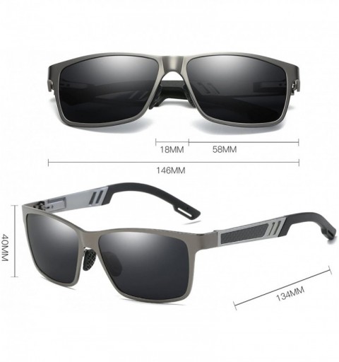 Oversized Unisex Polarized Sunglasses Square UV400 Brand Designer Sun glasses - Gray Frame/Black Lenses - CV18EGR6YRA $9.14