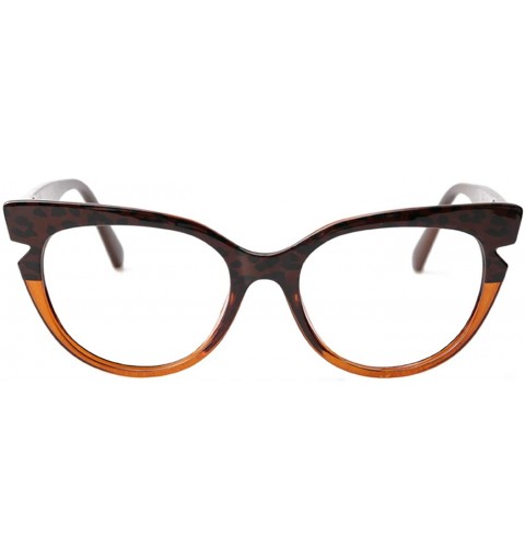 Round Womens Hit Color Grid Pattern Cat Eye Reading Glass Eyeglass Frame - Tea - C118IHUHZS5 $14.49