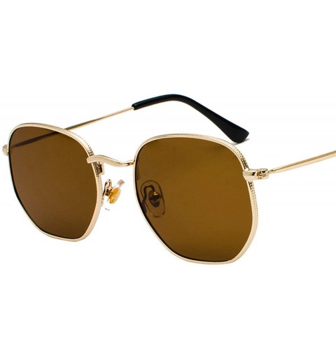 Goggle Vintage Sunglasses Men Square Metal Frame Pilot Mirror Classic Retro Sun Glasses Women Luxury Summer Eyewear - CK198AH...