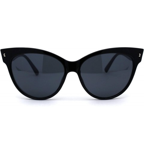 Oversized Womens Oversize Horn Rim Cat Eye Sunglasses - Shiny Black Solid Black - CE194QA70MO $9.68